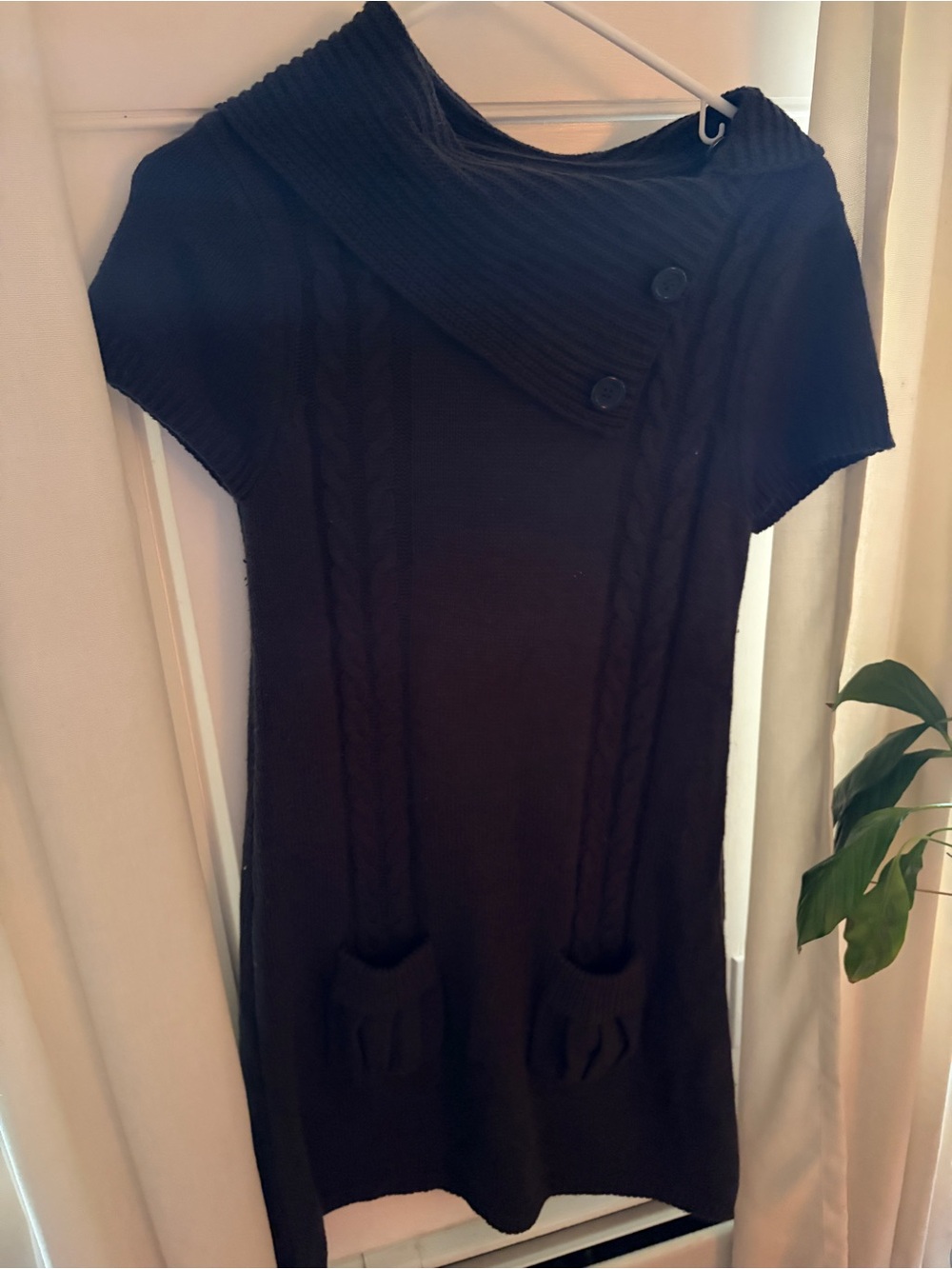 Wishes Wishes Wishes Gray Junior Knit Sweater Dress Cable Boho Chic Size M